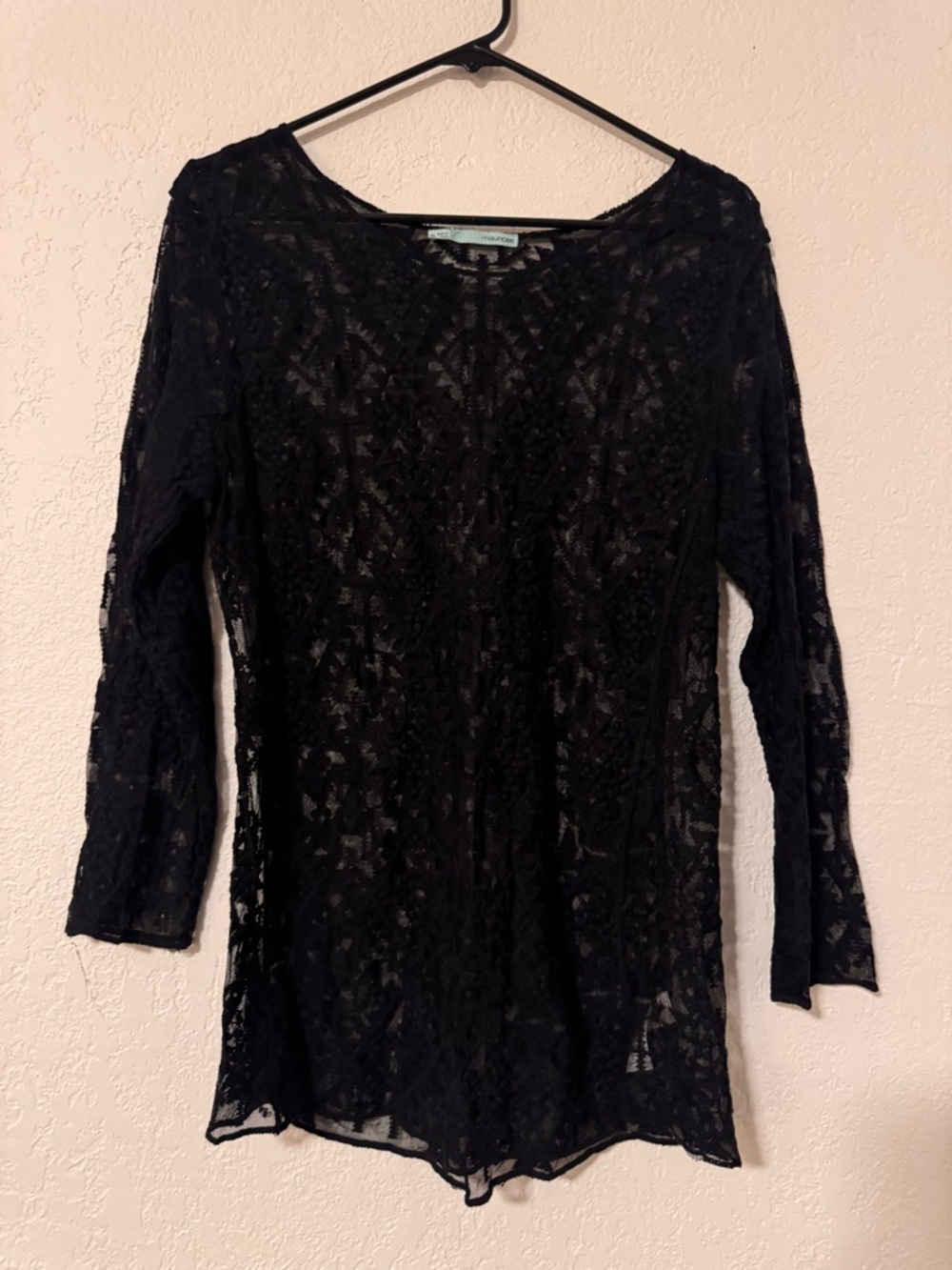 Maurices Black Lace Tunic Top